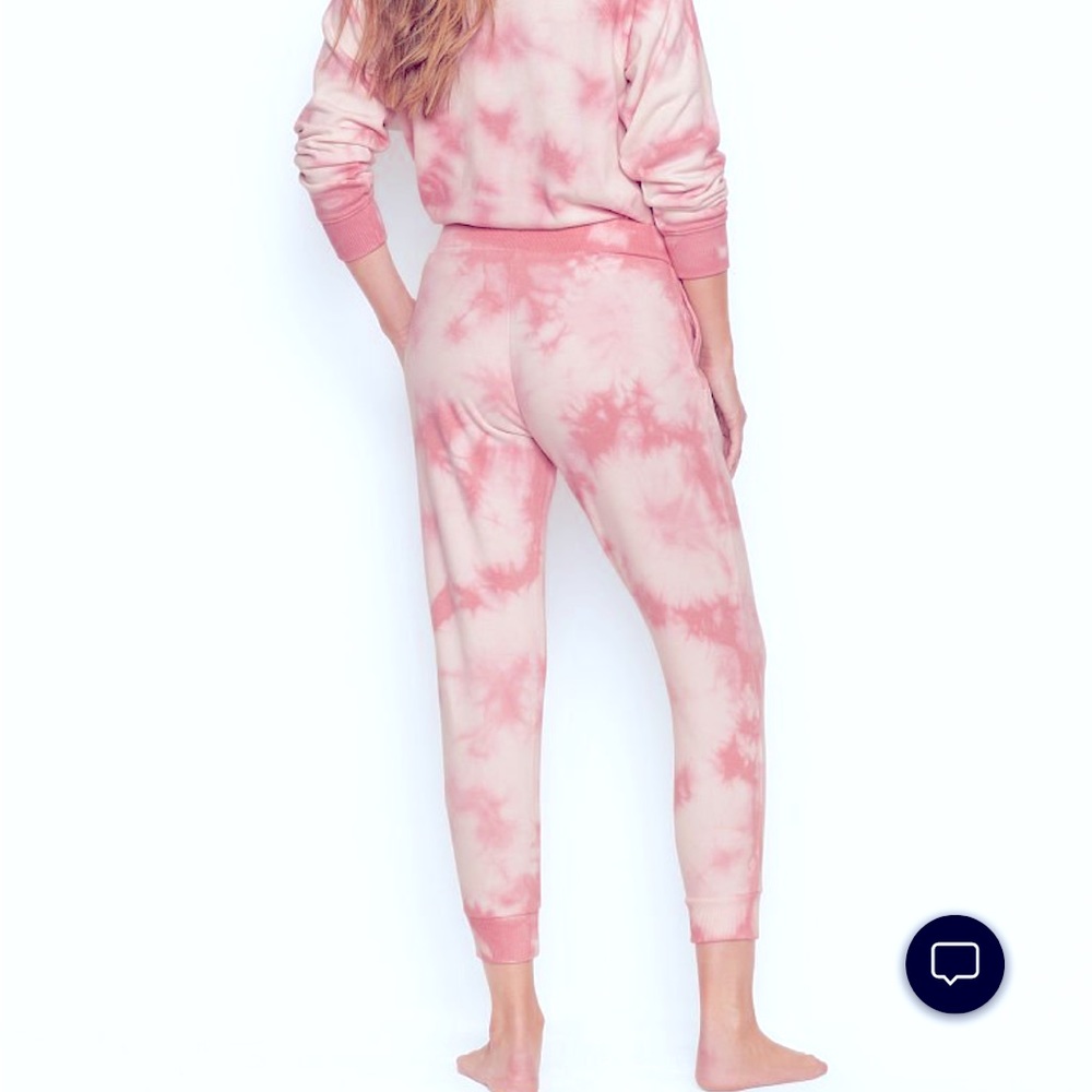 victoria secret stretch fleece pant tie dye pink - Picture 2 of 9